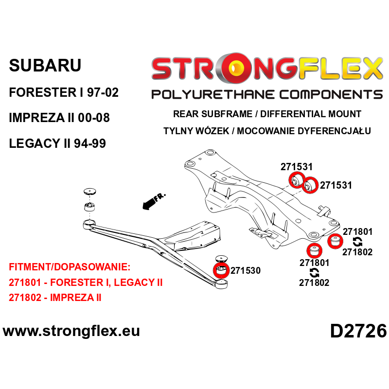 Strongflex Subaru Forester / Impreza / Legacy Complete ophangrubberset – 276249B 5 Strongflex Subaru Forester / Impreza / Legacy Complete ophangrubberset – 276249B – Image 5