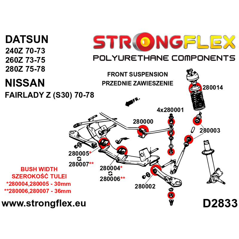 Strongflex Nissan Fairlady Stuurhuisrubber – 280005B 2 Strongflex Nissan Fairlady Stuurhuisrubber – 280005B – Bild 2
