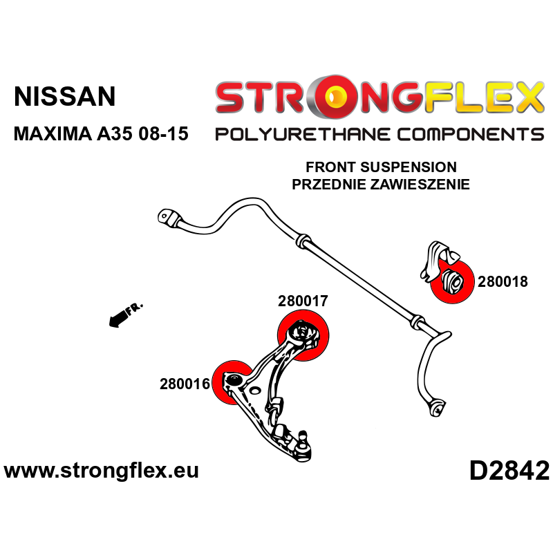 Strongflex Nissan Maxima Voorste stabilisatorrubber SPORT – 280018A 2 Strongflex Nissan Maxima Voorste stabilisatorrubber SPORT – 280018A – Bild 2