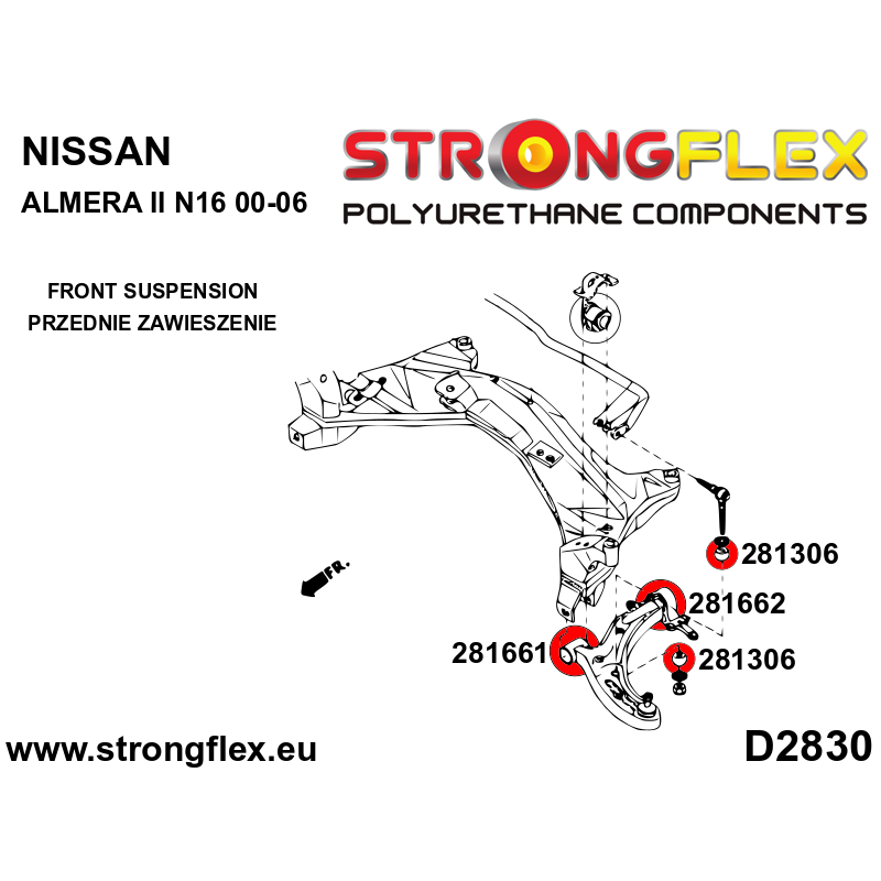 Strongflex Infiniti / Nissan Rubber voorste/achterste koppelstang – 281306B 4 Strongflex Infiniti / Nissan Rubber voorste/achterste koppelstang – 281306B – Image 4