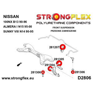 Strongflex Infiniti / Nissan Rubber voorste/achterste koppelstang – 281306B