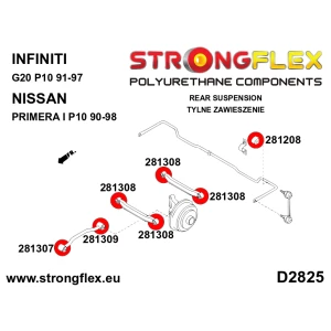 Strongflex Infiniti / Nissan Achteras onderste langsdraagarm voorste rubber SPORT ZWART – 281307AX