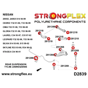 Strongflex Nissan Laurel / Silvia / 200SX Achteras bovenste achterste draagarm binnenste rubber SPORT – 281399A