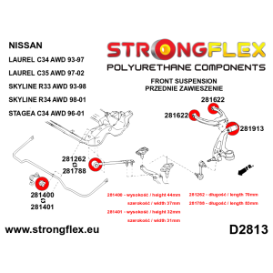 Strongflex Nissan Laurel / Skyline / Stagea Voorste stabilisatorrubber GT-R – 281401B