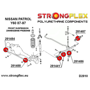 Strongflex Nissan Patrol Vooras draagarm rubber voor ZWART – 281441BX