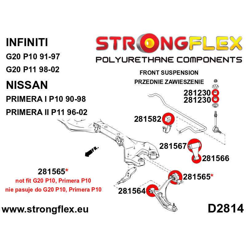 Strongflex Infiniti / Nissan Front control arm front bush SPORT – 281564A 2 Strongflex Infiniti / Nissan Front control arm front bush SPORT – 281564A