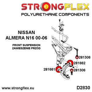 Strongflex Nissan Almera Vooras draagarm achterste rubber ZWART – 281662BX