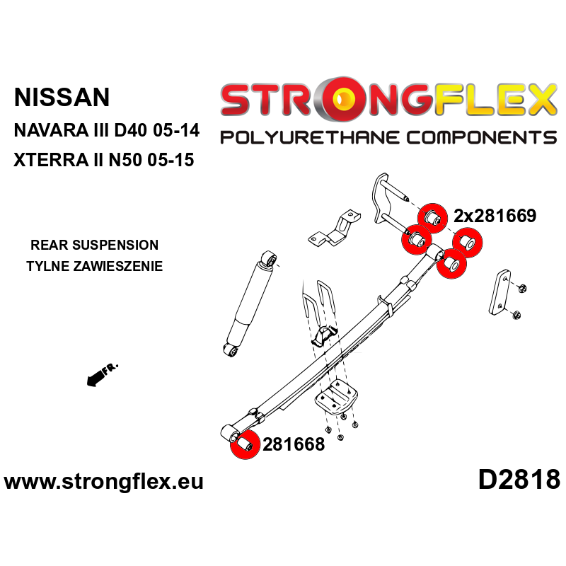 Strongflex Nissan Navara / Xterra Voorste bladveerrubbers (wielophanging) SPORT – 281668A 2 Strongflex Nissan Navara / Xterra Voorste bladveerrubbers (wielophanging) SPORT – 281668A - Afbeelding 2