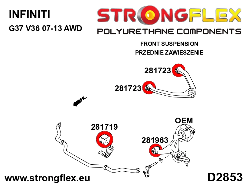 Strongflex Infiniti / Nissan Voorste stabilisatorrubber SPORT – 281719A 4 Strongflex Infiniti / Nissan Voorste stabilisatorrubber SPORT – 281719A