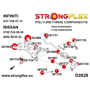 Strongflex Infiniti / Nissan Achteras langsdraagarm achterste rubber – 281725B