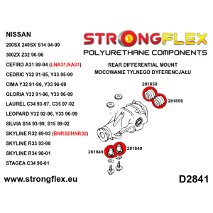 Strongflex Nissan Cefiro / Laurel / Silvia Differentieelophanging, achterste rubber – 281850B