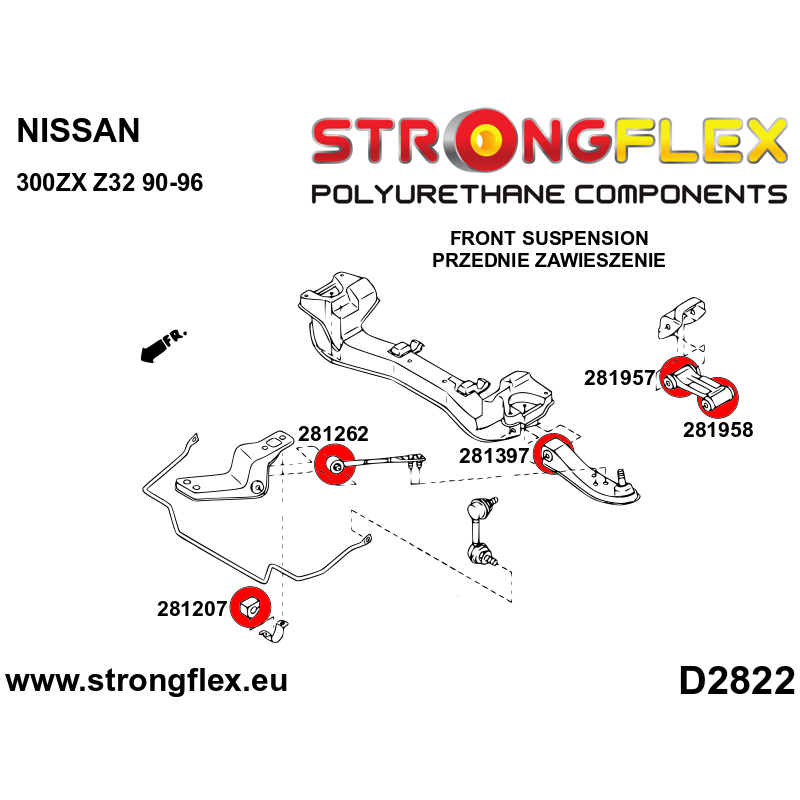 Strongflex Nissan Cefiro / Skyline / 300ZX Vooras bovenste draagarm onderste rubber SPORT – 281958A 4 Strongflex Nissan Cefiro / Skyline / 300ZX Vooras bovenste draagarm onderste rubber SPORT – 281958A – Image 4