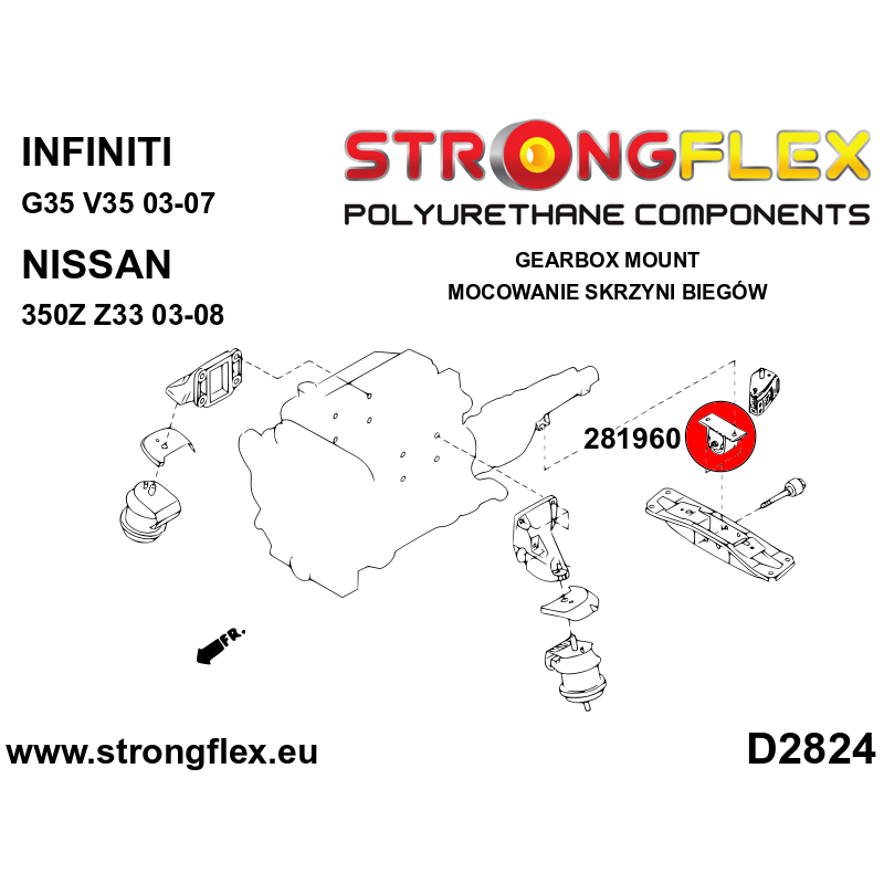 Strongflex Infiniti / Nissan Inzet transmissieophanging SPORT – 281960A 2 Strongflex Infiniti / Nissan Inzet transmissieophanging SPORT – 281960A - Image 2