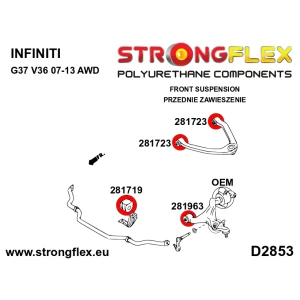 Strongflex Infiniti / Nissan Voorste onderste draagarm – voorste rubber SPORT ZWART – 281963AX