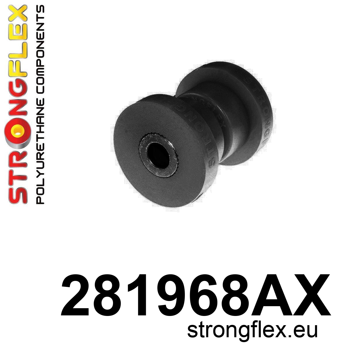 Strongflex Infiniti / Nissan Achterste onderste draagarm-binnenzijderubber SPORT ZWART – 281968AX 1 Strongflex Infiniti / Nissan Achterste onderste draagarm-binnenzijderubber SPORT ZWART – 281968AX