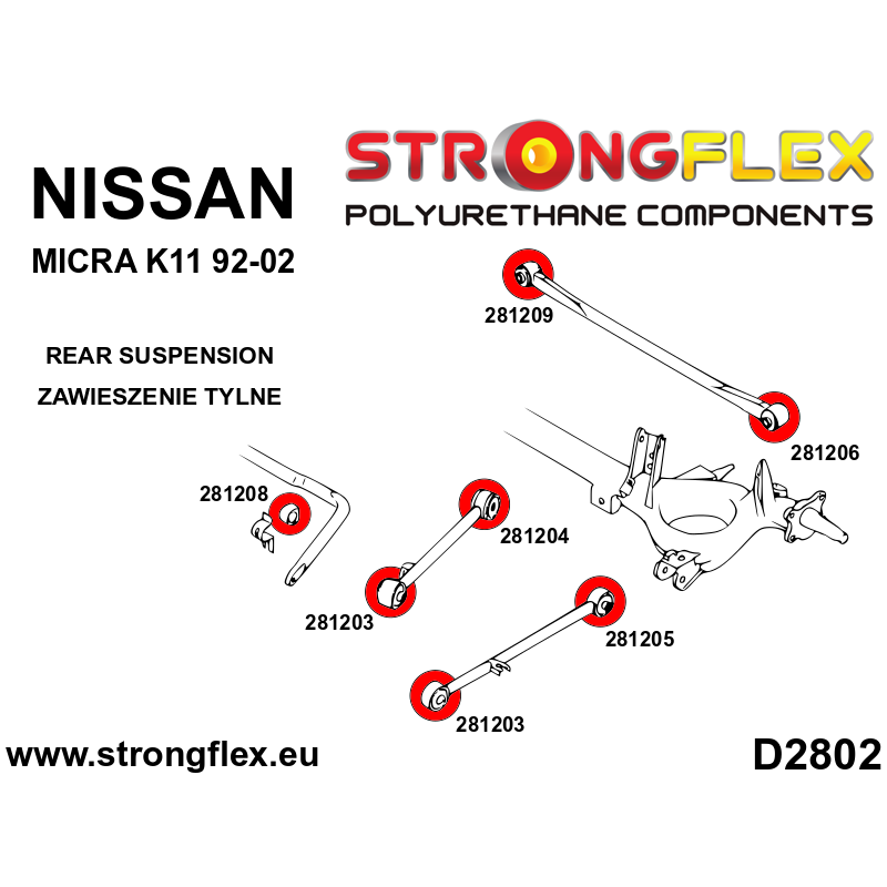 Strongflex Nissan Micra Polyurethaan rubberset achteras SPORT – 286056A 2 Strongflex Nissan Micra Polyurethaan rubberset achteras SPORT – 286056A - Image 2