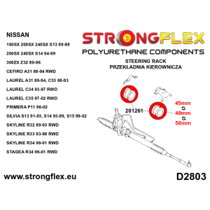 Strongflex Nissan Cefiro / Laurel / Silvia Complete polyurethaan rubberset voor voor- en achteras – 286084B