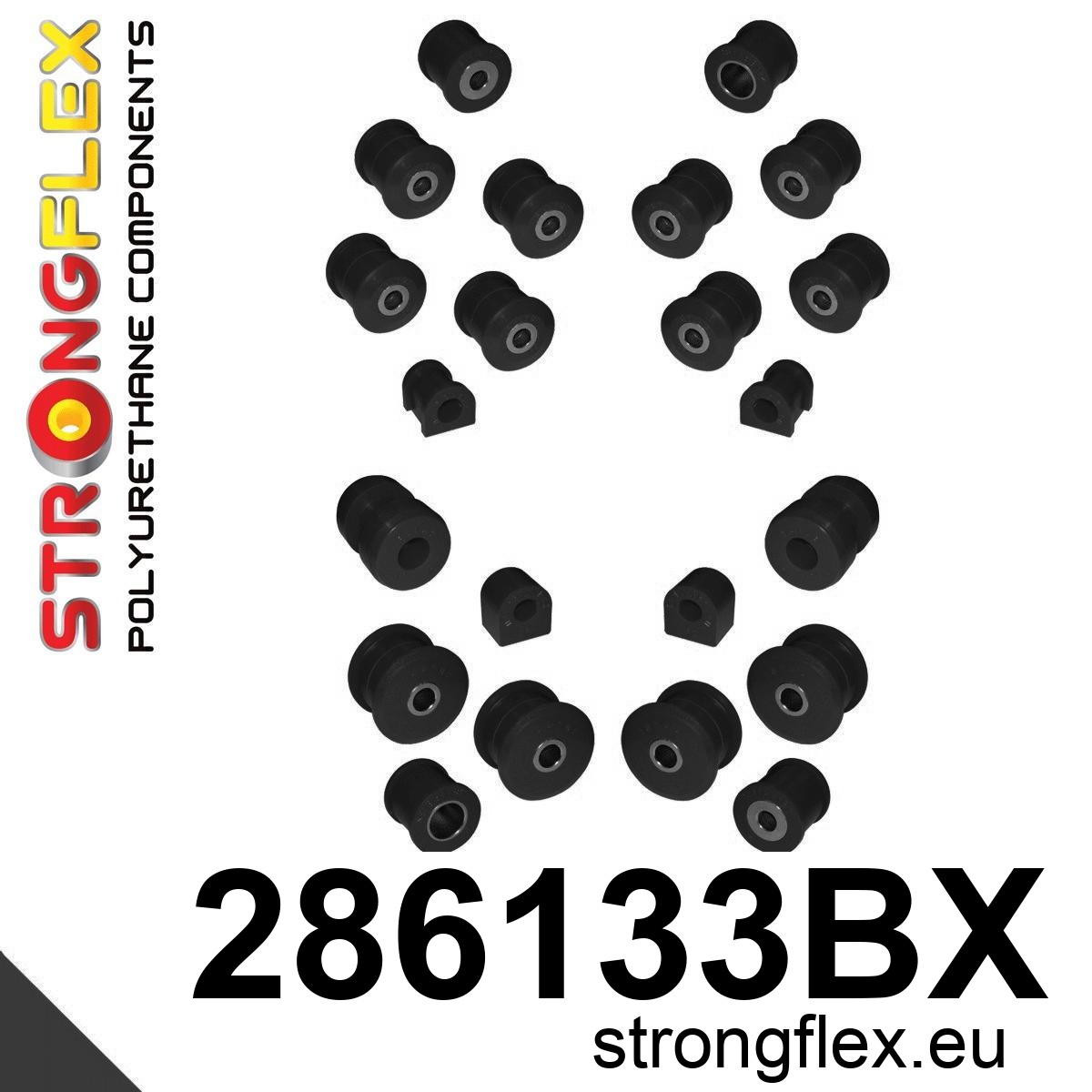 Strongflex Nissan Patrol Polyurethaan rubberset voor- en achteras ZWART – 286133BX 3 Strongflex Nissan Patrol Polyurethaan rubberset voor- en achteras ZWART – 286133BX