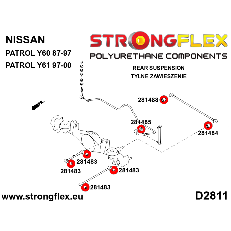 Strongflex Nissan Patrol Polyurethaan rubberset voor- en achteras SPORT ZWART – 286133AX 4 Strongflex Nissan Patrol Polyurethaan rubberset voor- en achteras SPORT ZWART – 286133AX - Afbeelding 4