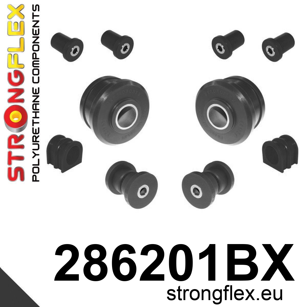 Strongflex Infiniti / Nissan Voorwielophangingsset ZWART – 286201BX 2 Strongflex Infiniti / Nissan Voorwielophangingsset ZWART – 286201BX