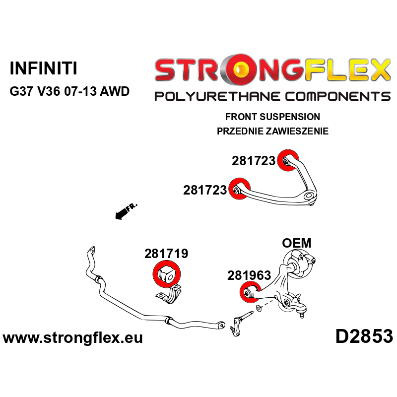 Strongflex Infiniti / Nissan Voorwielophangingsset ZWART – 286201BX 3 Strongflex Infiniti / Nissan Voorwielophangingsset ZWART – 286201BX – Bild 3