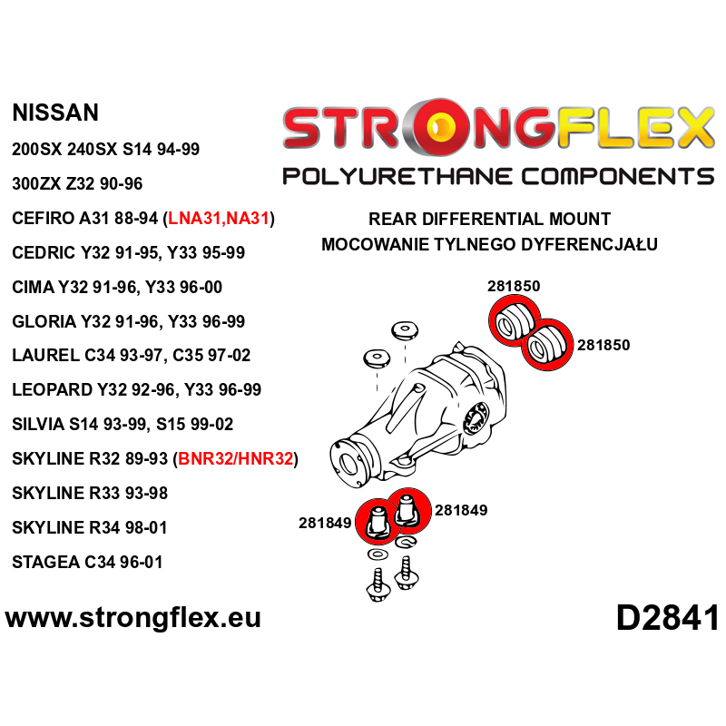 Strongflex Nissan Skyline Polyurethaan rubberset voor voor- en achteras R33 R34 RWD – 286217B 6 Strongflex Nissan Skyline Polyurethaan rubberset voor voor- en achteras R33 R34 RWD – 286217B - Afbeelding 6