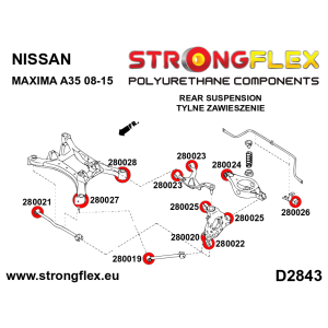 Strongflex Nissan Maxima Achteras-subframe rubberset SPORT – 286223A