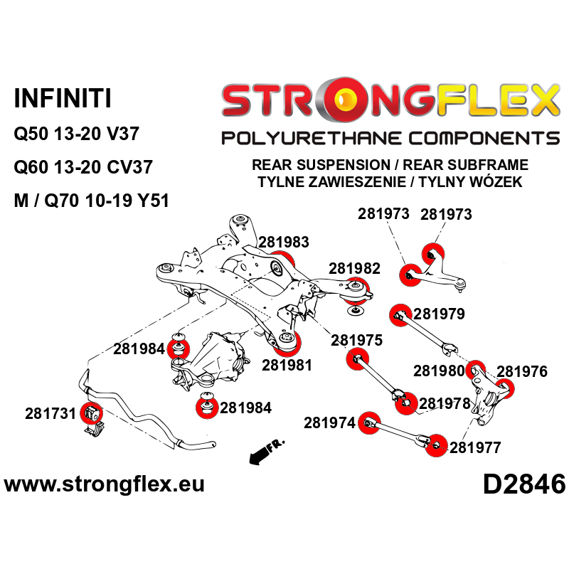 Strongflex Infiniti Q70 / Q50 / Q60 Achteras rubberset – 286224B 2 Strongflex Infiniti Q70 / Q50 / Q60 Achteras rubberset – 286224B – Image 2