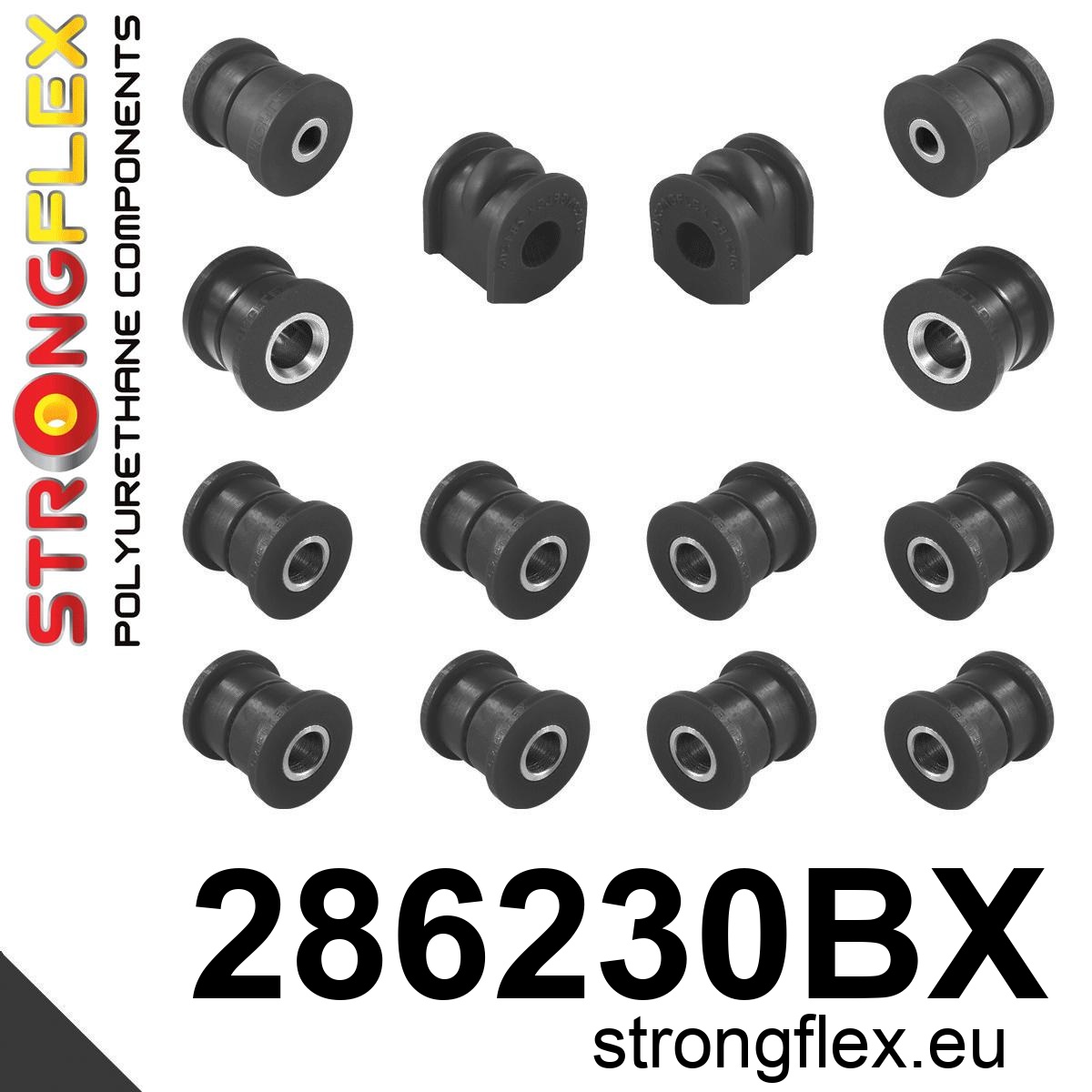 Strongflex Infiniti / Nissan Achteras rubberset ZWART – 286230BX 2 Strongflex Infiniti / Nissan Achteras rubberset ZWART – 286230BX