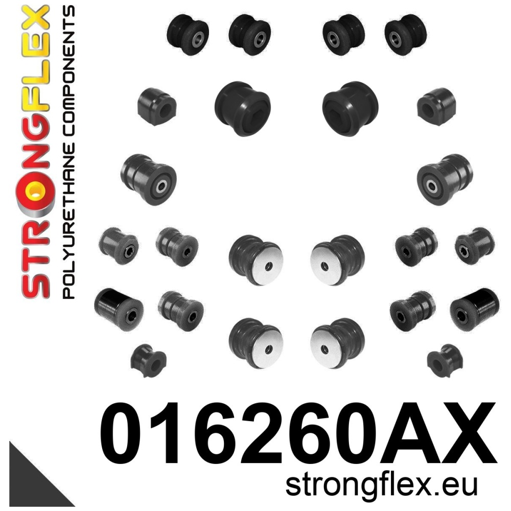 Strongflex Alfa Romeo Kit complet de silentblocs de suspension en polyuréthane SPORT – 016260AX NOIR