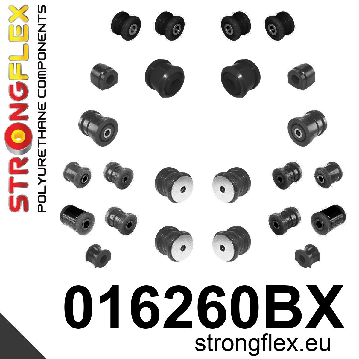 Strongflex Alfa Romeo Complete polyurethaan ophangrubberset – 016260BX ZWART 1 Strongflex Alfa Romeo Complete polyurethaan ophangrubberset – 016260BX ZWART