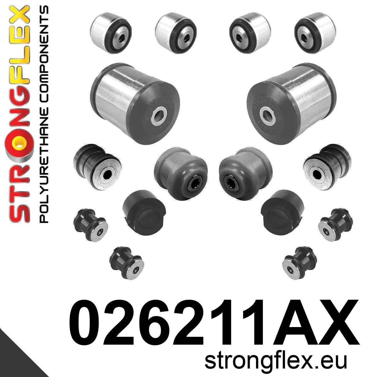 Strongflex Audi Voorste ophangrubberset SPORT – 026211AX ZWART 1 Strongflex Audi Voorste ophangrubberset SPORT – 026211AX ZWART