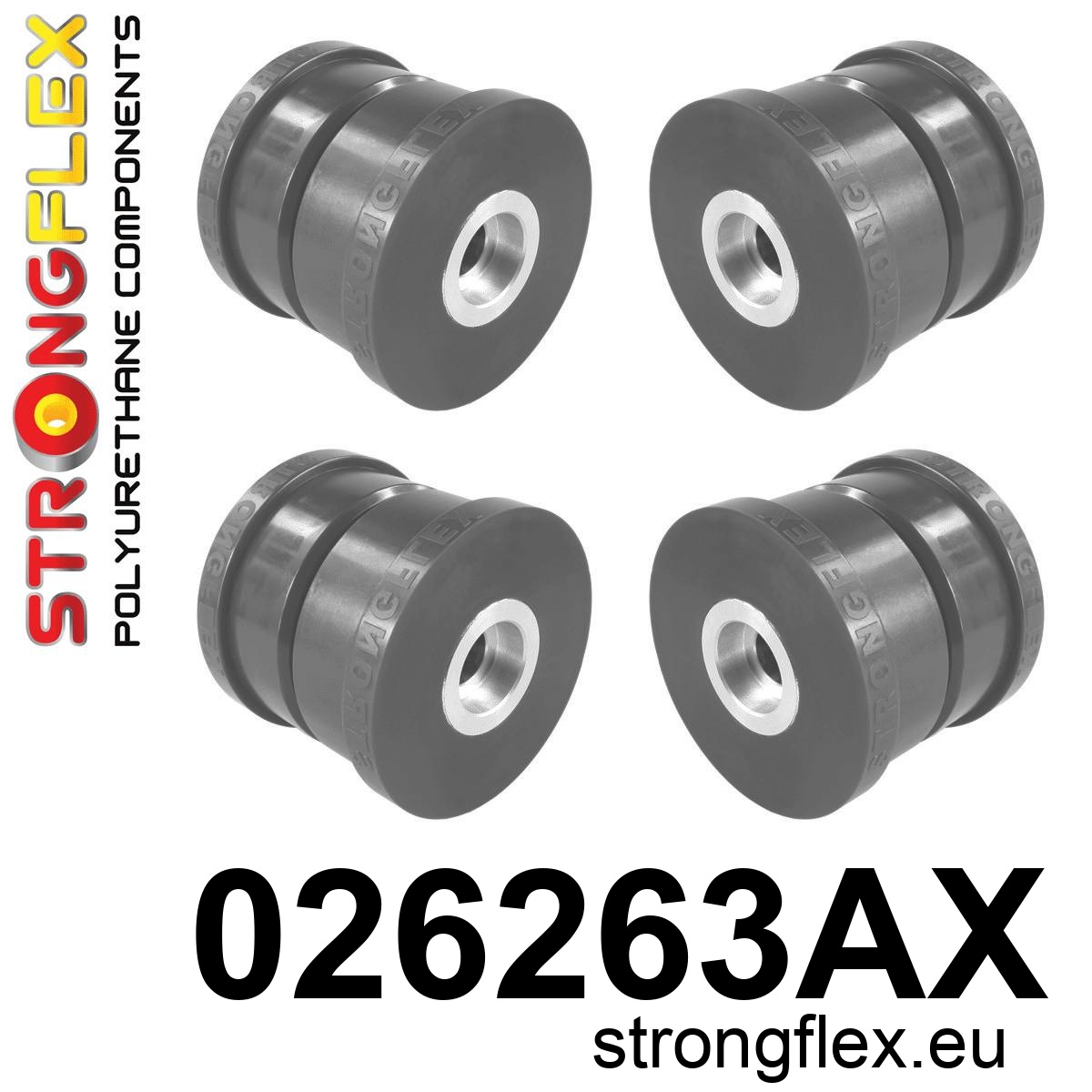 Strongflex Audi Achterste subframe rubberset SPORT – 026263AX ZWART 2 Strongflex Audi Achterste subframe rubberset SPORT – 026263AX ZWART - Afbeelding 2