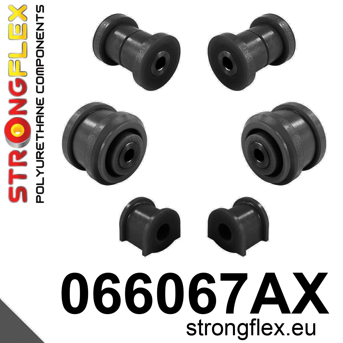 Strongflex Fiat Voorste ophangrubberset SPORT – 066067AX ZWART 1 Strongflex Fiat Voorste ophangrubberset SPORT – 066067AX ZWART