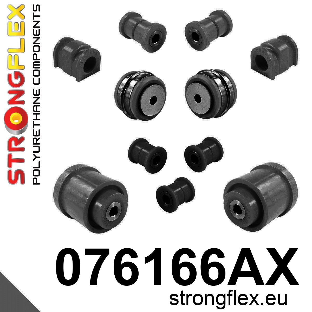 Strongflex Ford Complete ophangrubberset SPORT – 076166AX ZWART 1 Strongflex Ford Complete ophangrubberset SPORT – 076166AX ZWART