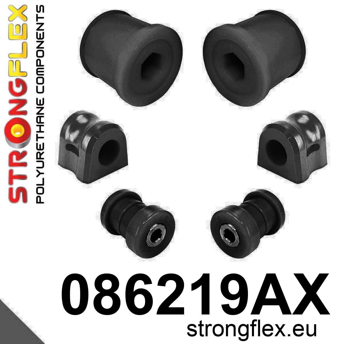 Strongflex Honda Voorste ophangrubberset SPORT – 086219AX ZWART 1 Strongflex Honda Voorste ophangrubberset SPORT – 086219AX ZWART