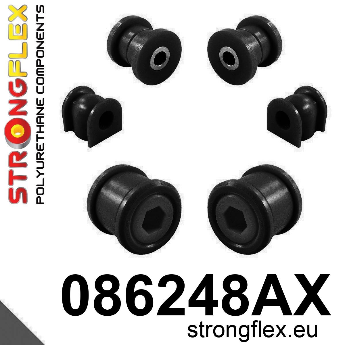Strongflex Honda Voorste ophangrubberset SPORT – 086248AX ZWART 1 Strongflex Honda Voorste ophangrubberset SPORT – 086248AX ZWART