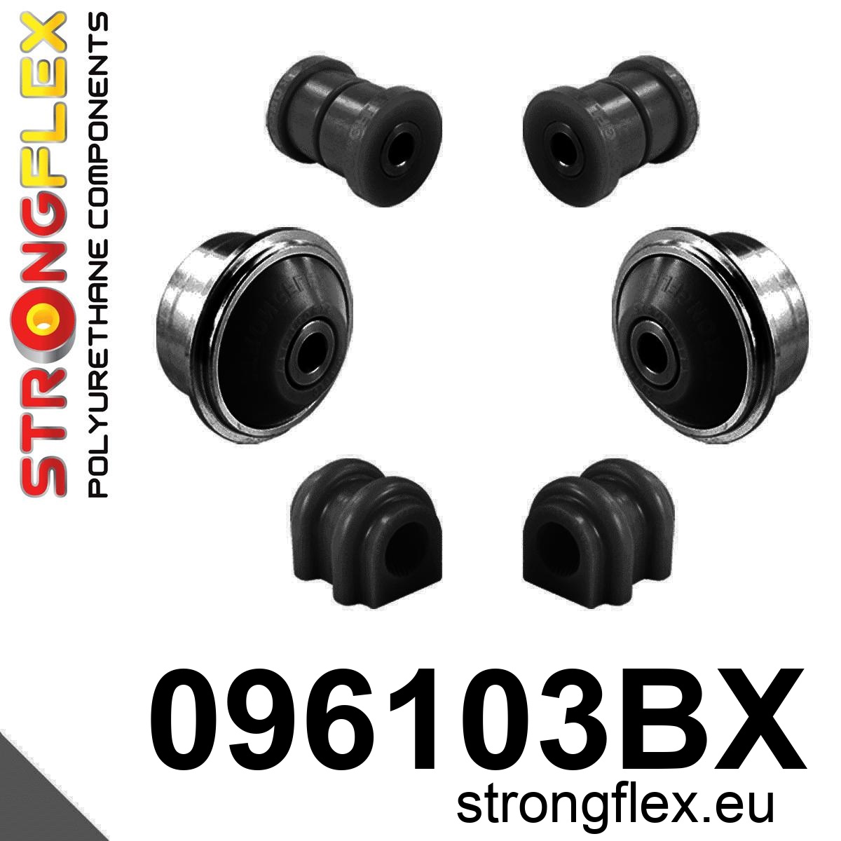 Strongflex Hyundai Voorste ophangrubberset – 096103BX ZWART 1 Strongflex Hyundai Voorste ophangrubberset – 096103BX ZWART