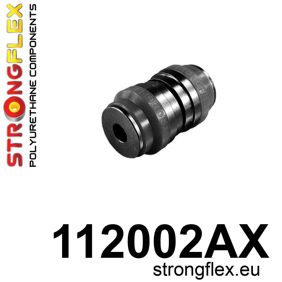 Strongflex Mercedes Achteras onderste draagarm – binnenste rubber SPORT – 112002AX ZWART 1 Strongflex Mercedes Achteras onderste draagarm – binnenste rubber SPORT – 112002AX ZWART