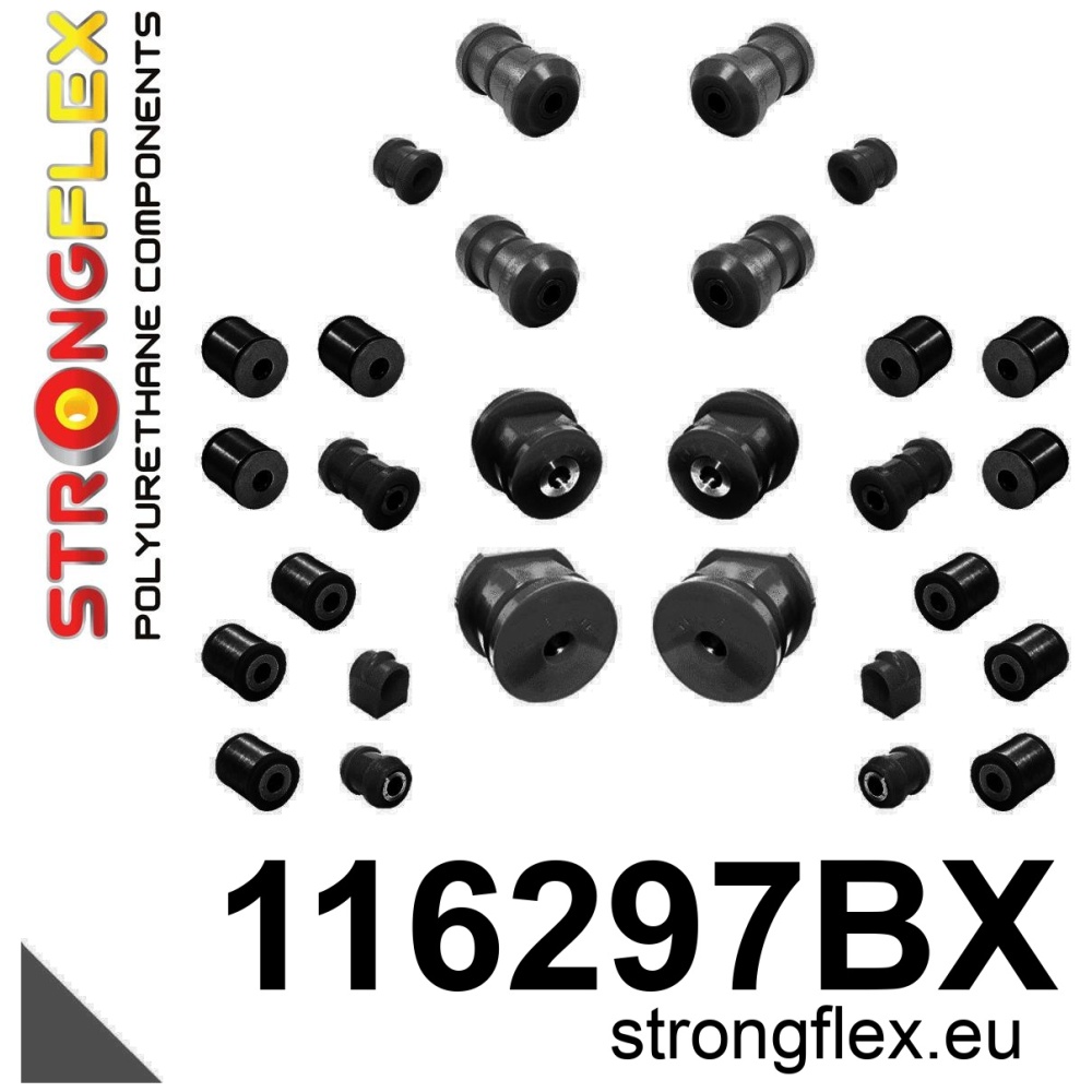 Strongflex Mercedes Complete polyurethane suspension bush kit – 116297BX BLACK
