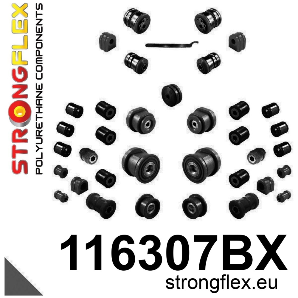Strongflex Mercedes Complete polyurethaan ophangrubberset – 116307BX ZWART