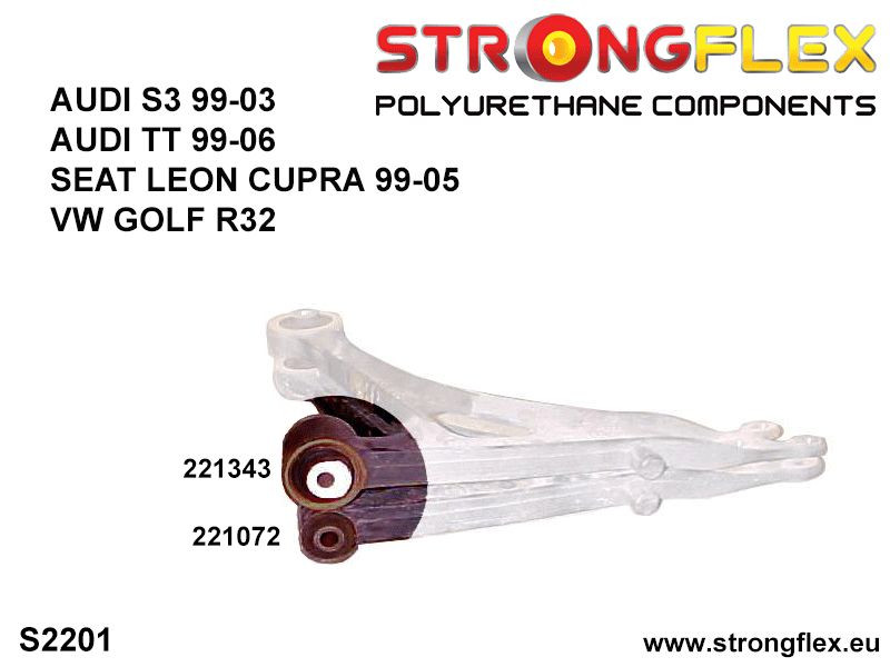 Strongflex Audi Voorste draagarm - voorste rubber 30mm – 221072B 2 Strongflex Audi Voorste draagarm - voorste rubber 30mm – 221072B – Image 2