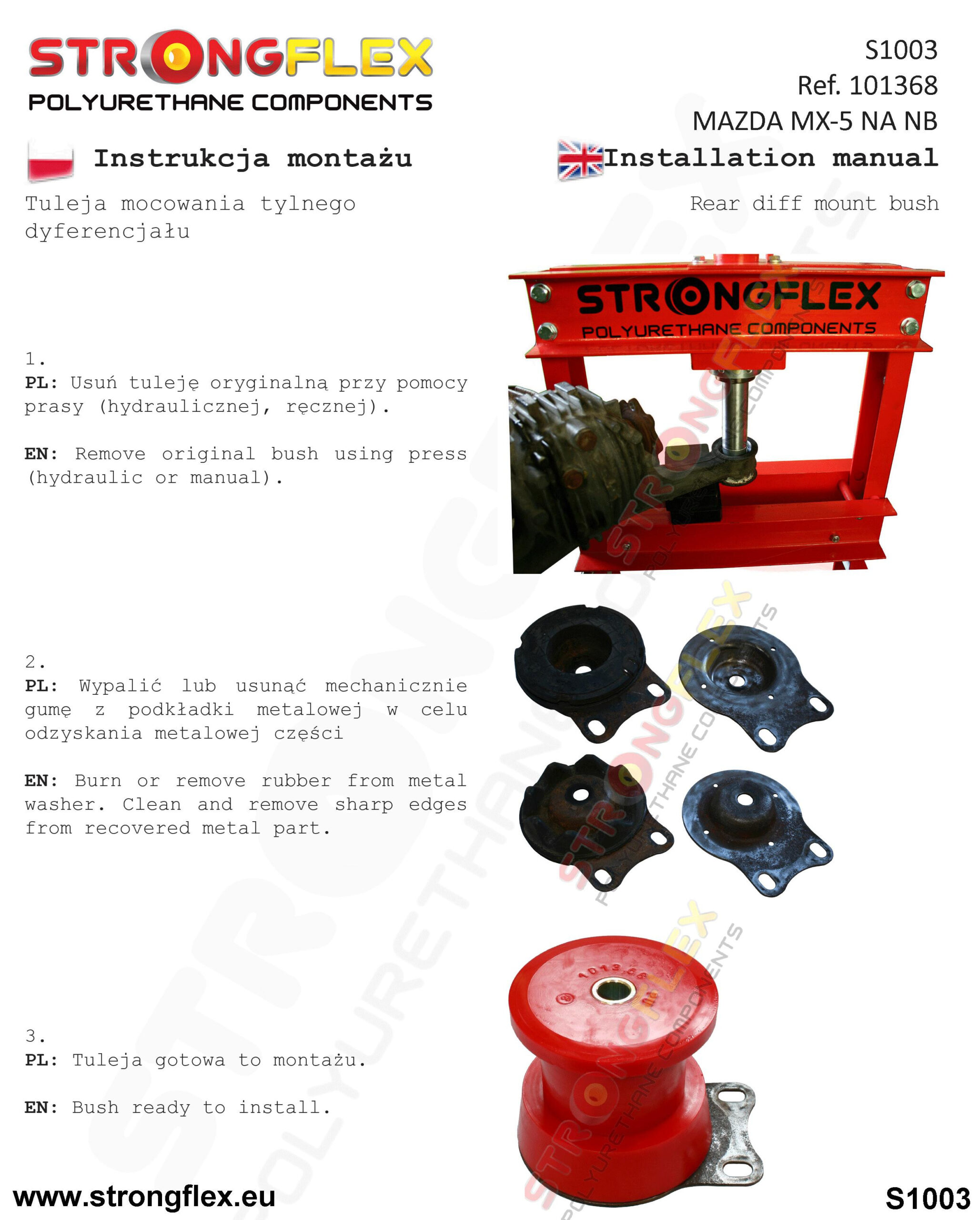 Strongflex Mazda MX-5 Achteras differentieelophanging rubber – 101368B 4 Strongflex Mazda MX-5 Achteras differentieelophanging rubber – 101368B – Image 4