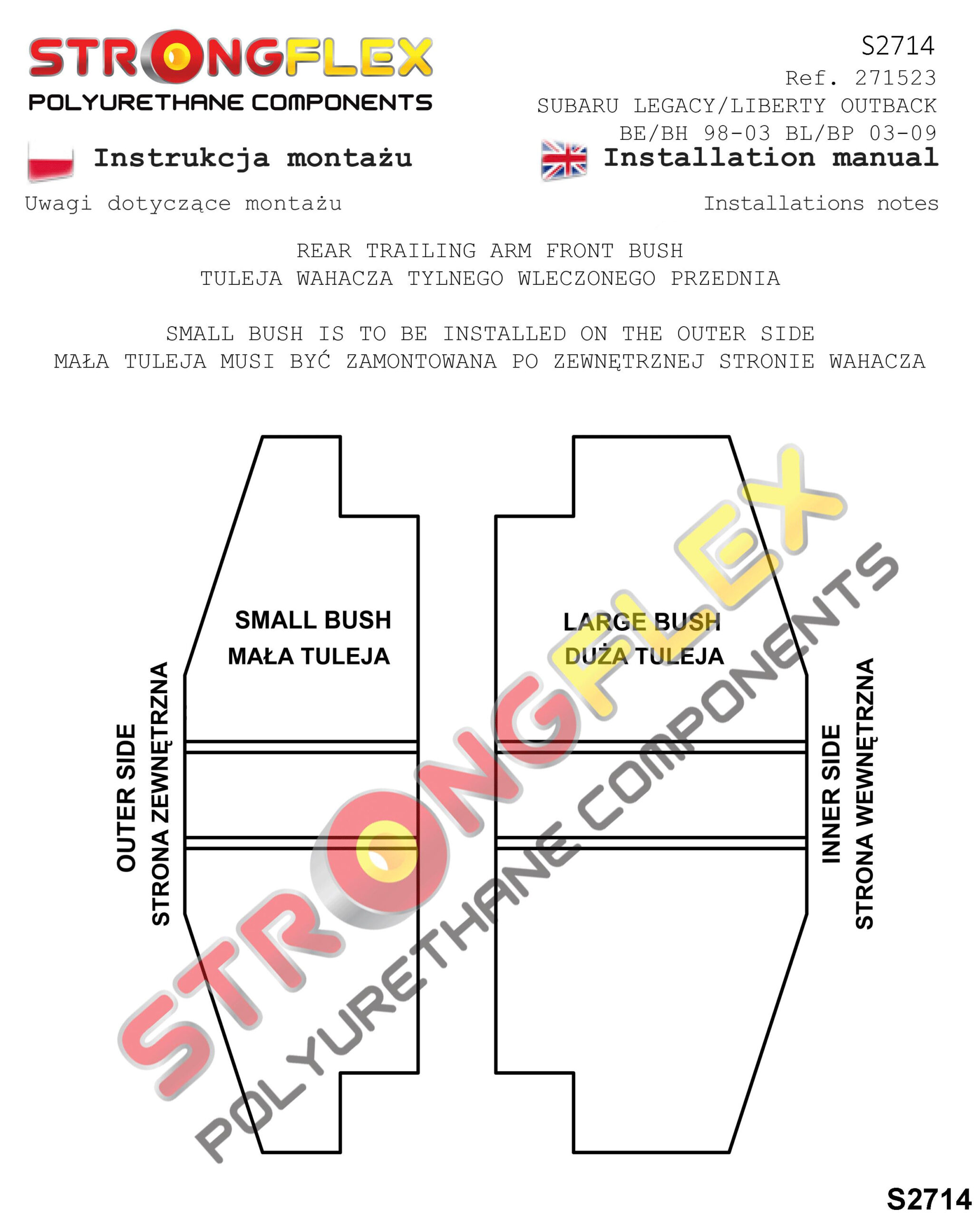 Strongflex Subaru Baja / Legacy / Outback Hinterachse-Längslenkerbuchse vorne – 271523B 3 Strongflex Subaru Baja / Legacy / Outback Hinterachse-Längslenkerbuchse vorne – 271523B – Bild 3