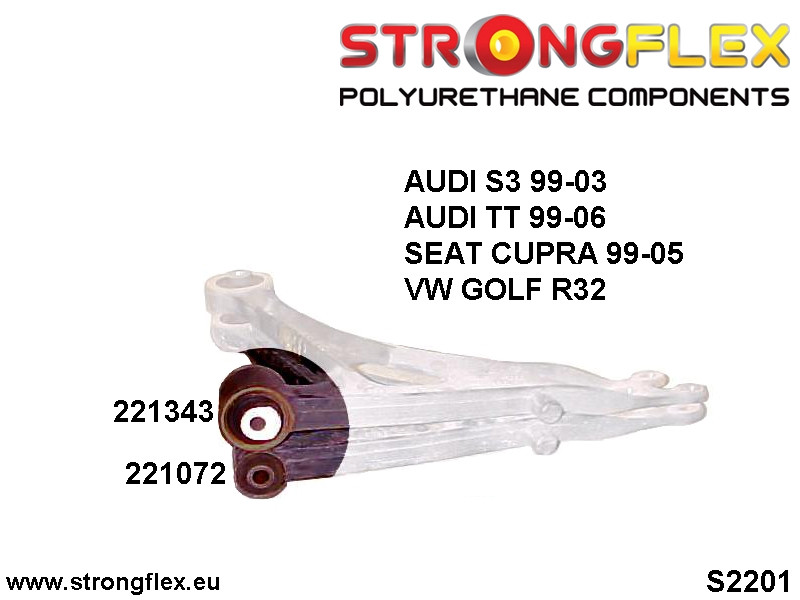 Strongflex Audi / Volkswagen Polyurethaan rubberset vooras – 226086B 3 Strongflex Audi / Volkswagen Polyurethaan rubberset vooras – 226086B - Image 3