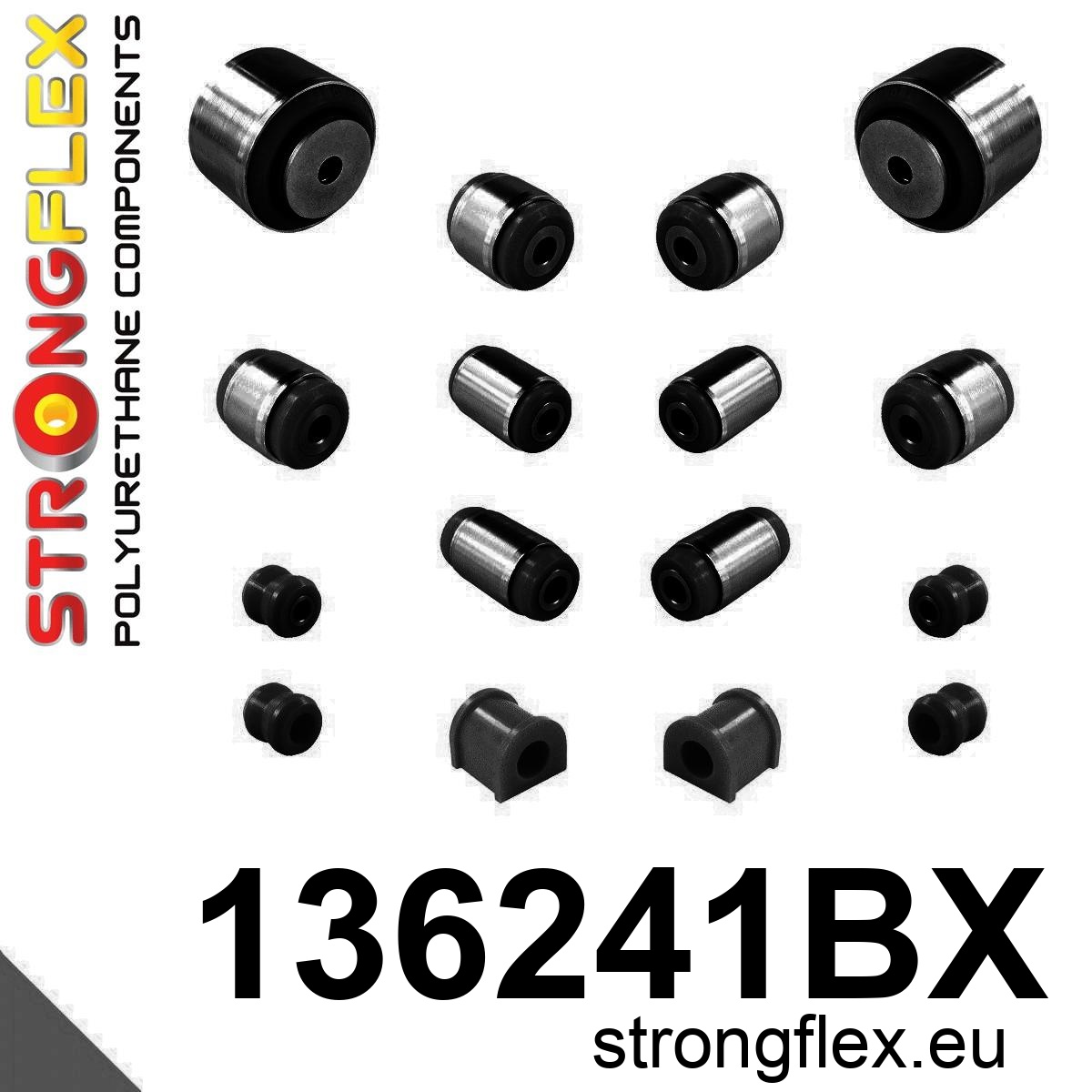 Strongflex Saab Achterste ophangrubberset – 136241BX ZWART 1 Strongflex Saab Achterste ophangrubberset – 136241BX ZWART