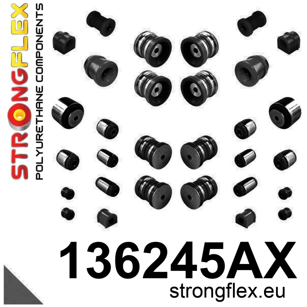 Strongflex Saab Kit complet de silentblocs de suspension en polyuréthane SPORT – 136245AX NOIR