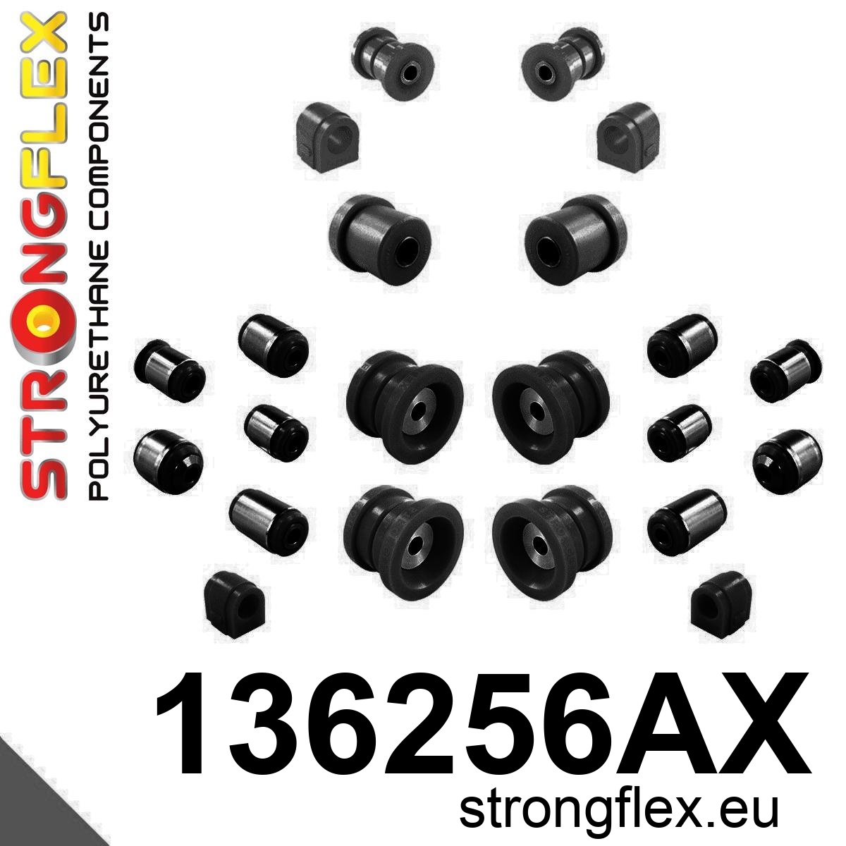 Strongflex Chevrolet Complete polyurethaan ophangrubberset SPORT – 136256AX ZWART 1 Strongflex Chevrolet Complete polyurethaan ophangrubberset SPORT – 136256AX ZWART