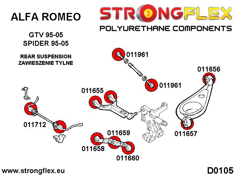 Strongflex Alfa Romeo GTV / Spider Achteras draagarm achterste rubber SPORT – 011657A 3 Strongflex Alfa Romeo GTV / Spider Achteras draagarm achterste rubber SPORT – 011657A – Bild 3