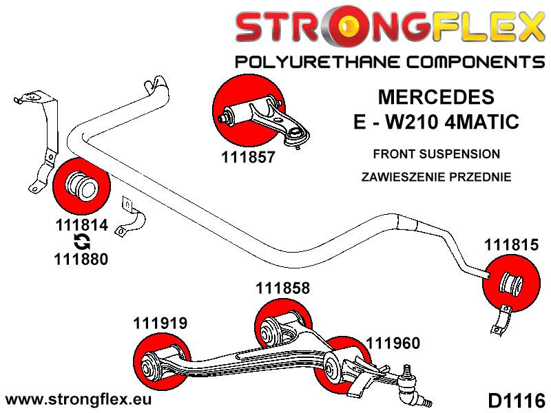 Strongflex Mercedes Vooras onderste draagarm - voorste / achterste rubber – 111858B 2 Strongflex Mercedes Vooras onderste draagarm - voorste / achterste rubber – 111858B – Image 2